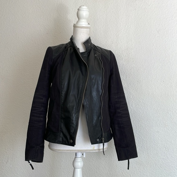 Lucky Brand Leather and Cotton Moto Jacket - Picture 3 of 14